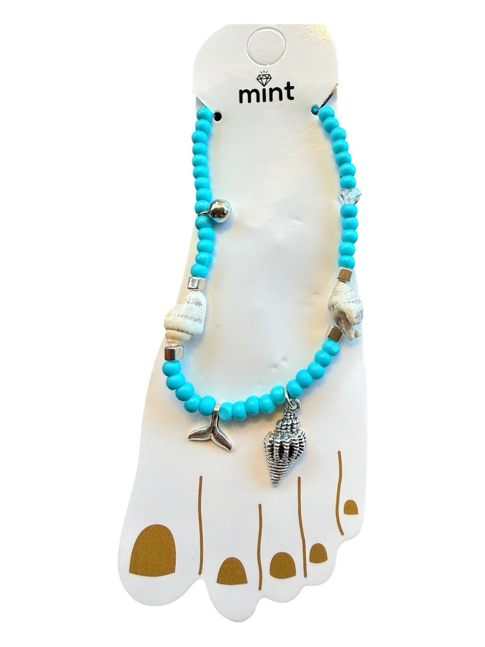 Mint Turquoise Shell Charm Anklet Bracelet
